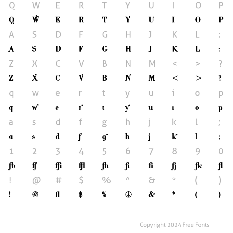 Character Map of CantabileBoldAlternate Regular