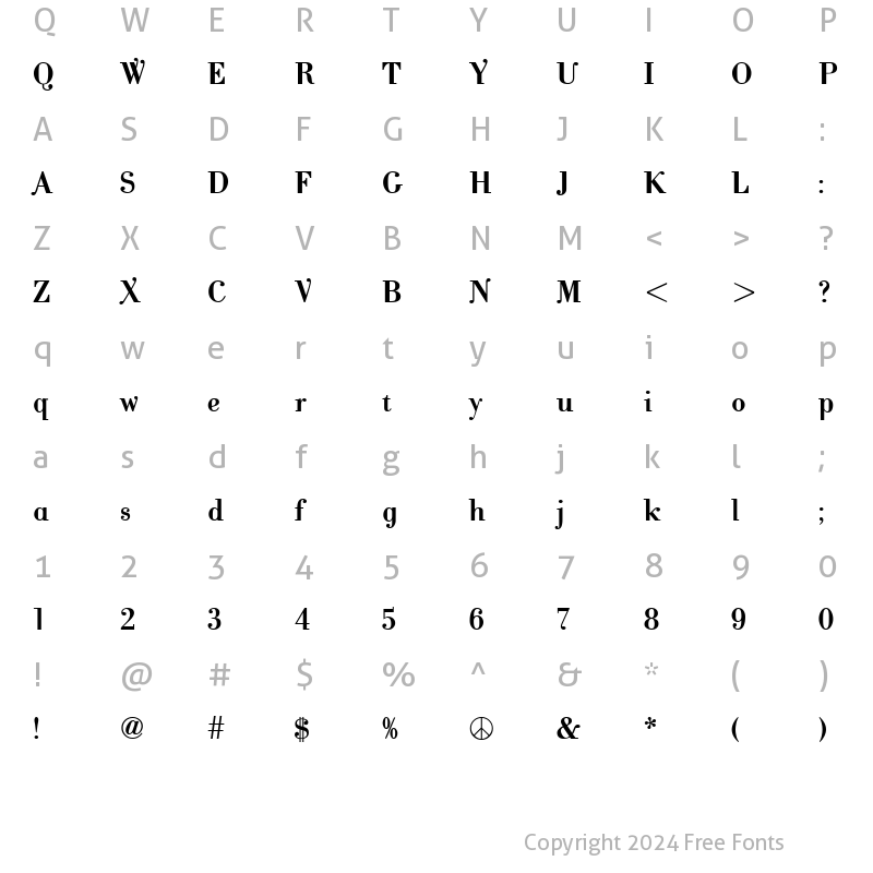 Character Map of CantabileDemi Regular