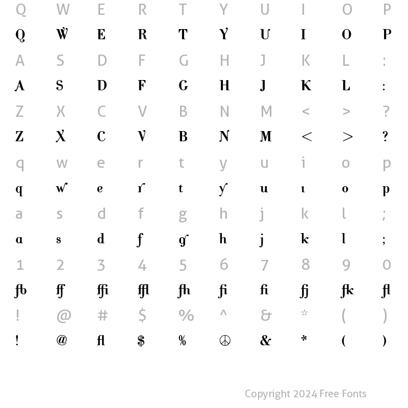 Character Map of CantabileDemiAlternate Regular