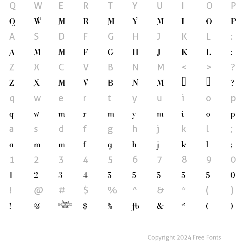 Character Map of CantabileDemo Regular