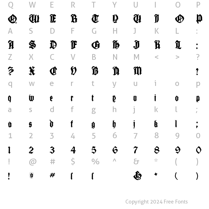 Character Map of CantaraGotica Regular