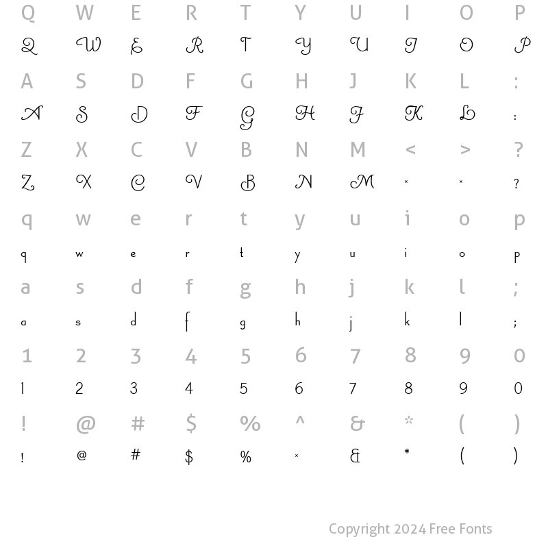 Character Map of Canterbury Sans Swash RR Medium