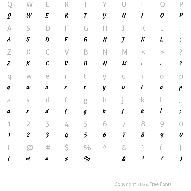 Character Map of Cantine-Light Regular