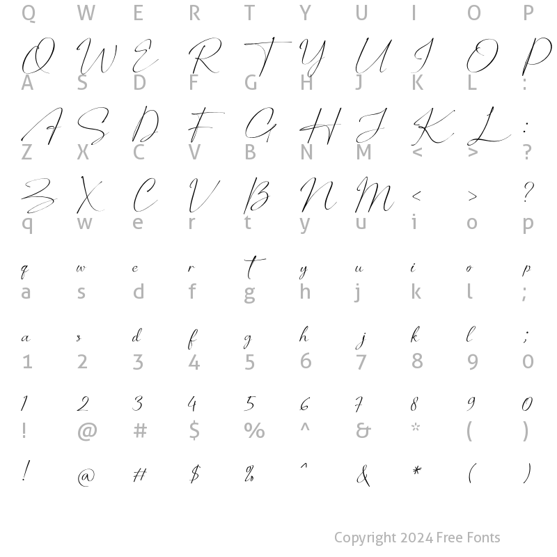 Character Map of Cantique - Script Cantique