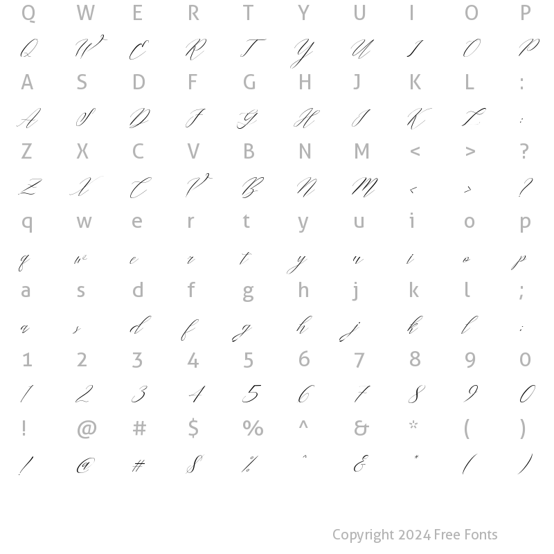 Character Map of Cantona Italic Italic