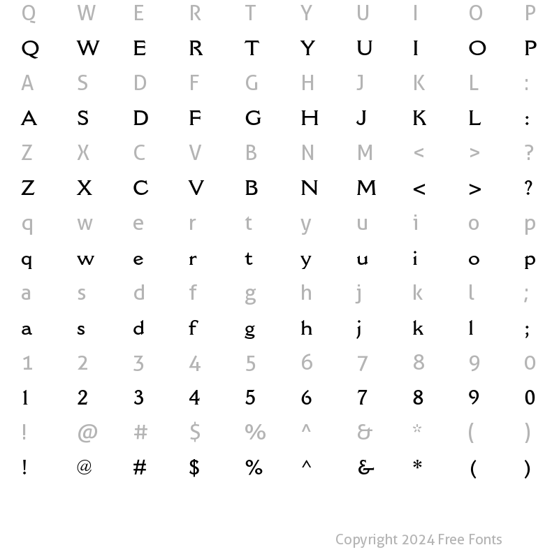 Character Map of Cantoria MT Semi Bold