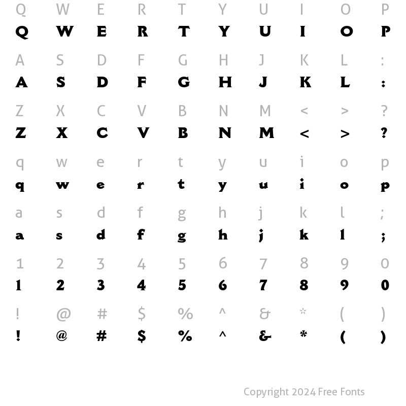 Character Map of Cantoria MT Std Extra Bold