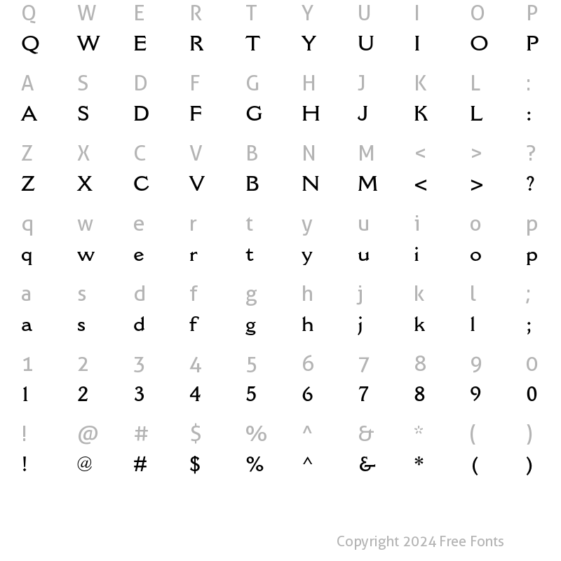 Character Map of Cantoria MT Std Semibold