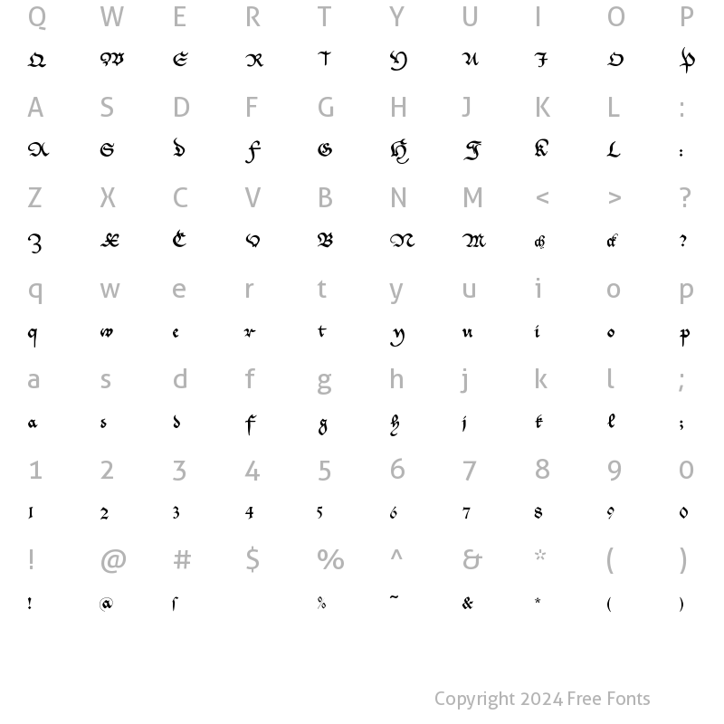 Character Map of CantzleyAD1600 Regular