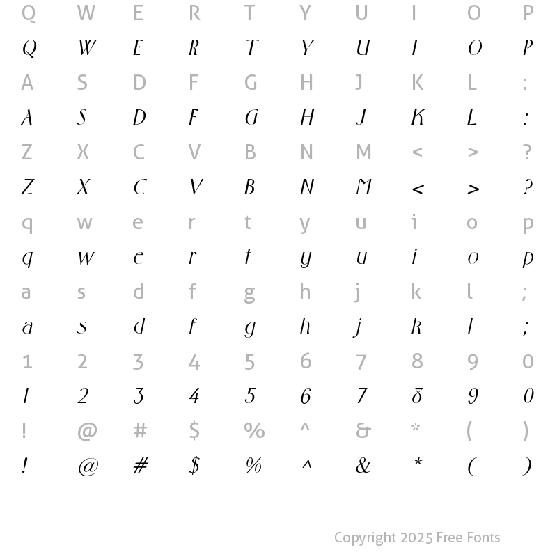 Character Map of CapatolaSSK Italic