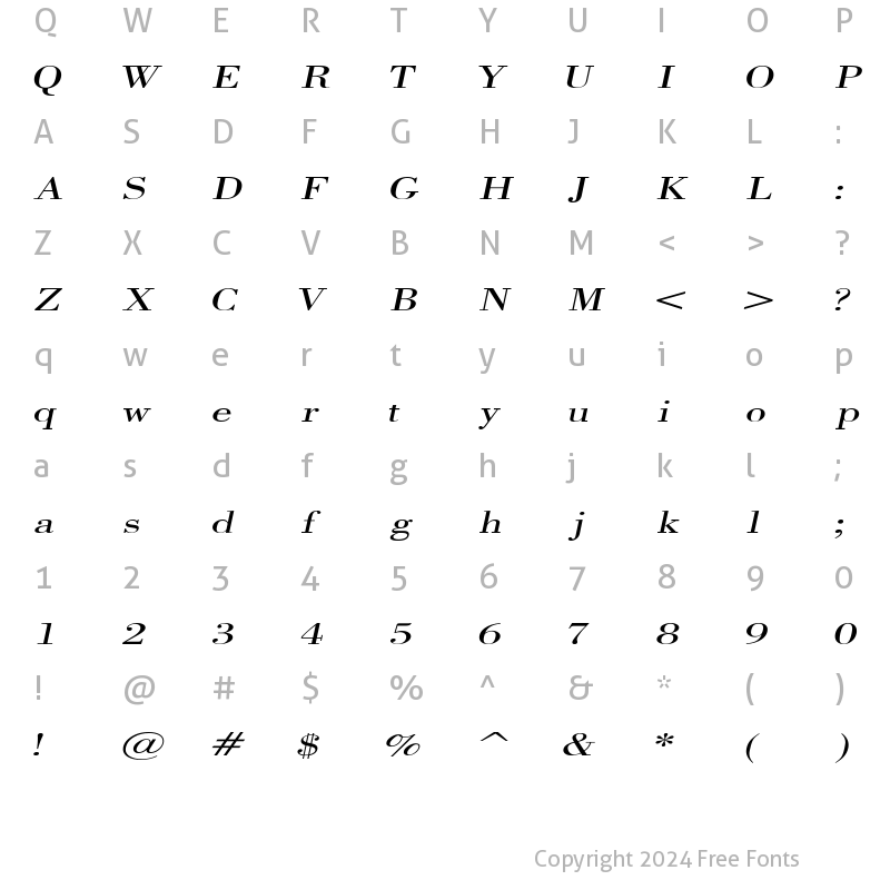 Character Map of CapelliExtended Italic