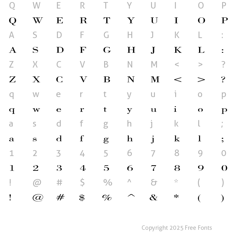 Character Map of CapelliExtended Regular