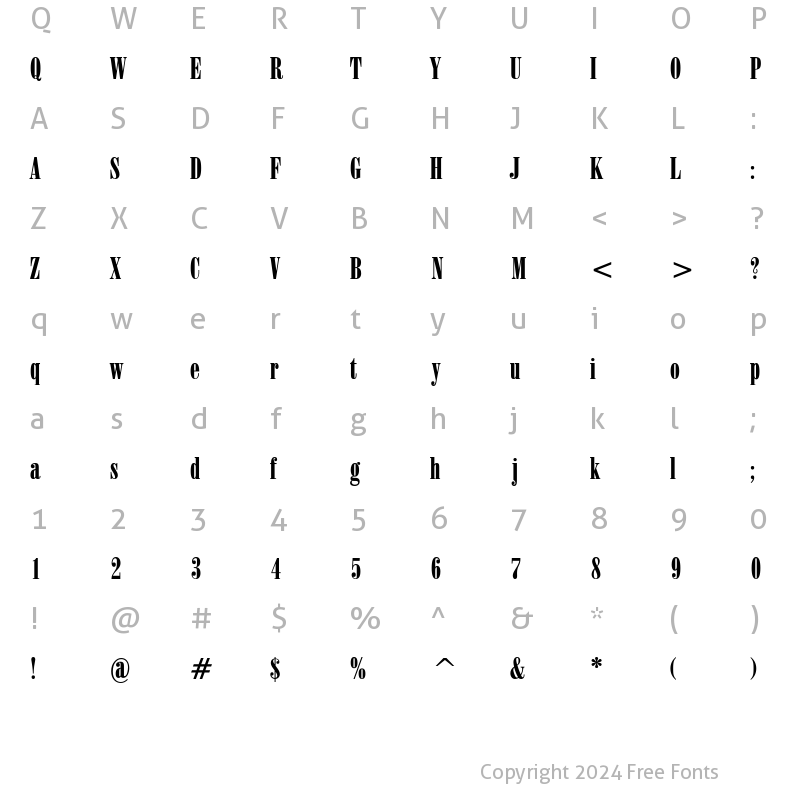 Character Map of CapelliUltraCondensed Bold