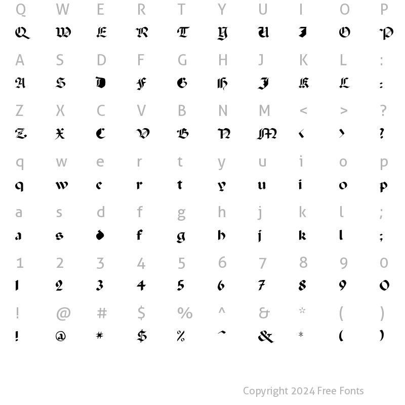 Character Map of Capinini Regular