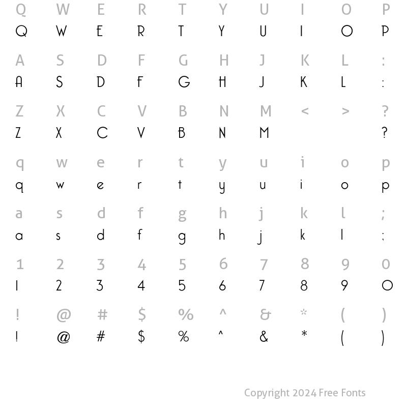 Character Map of Capone CG Light Regular