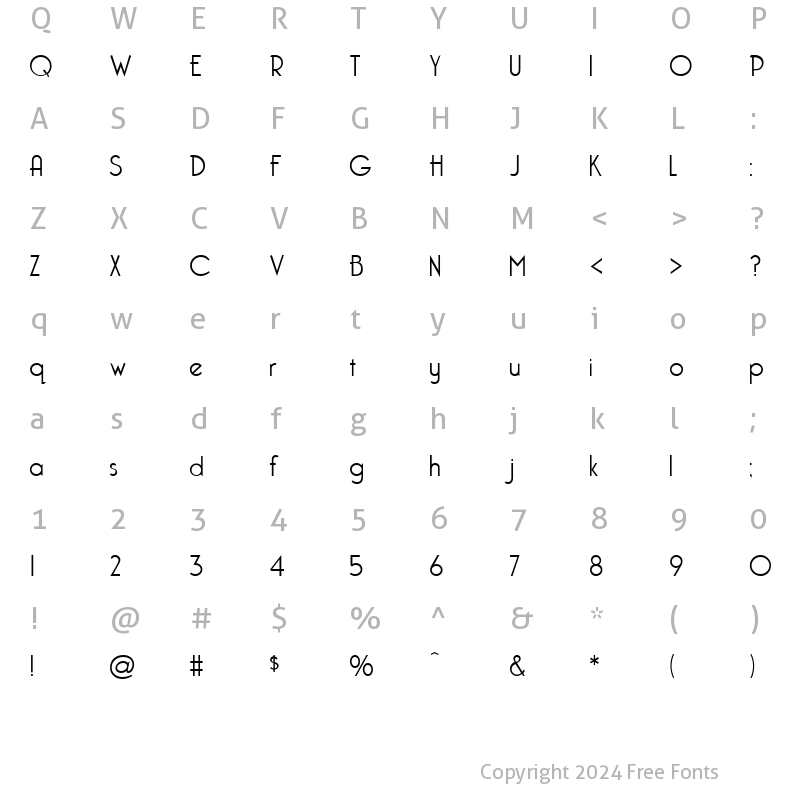 Character Map of Capone Light Regular