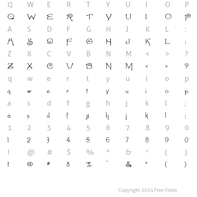 Character Map of Cappuccino Regular