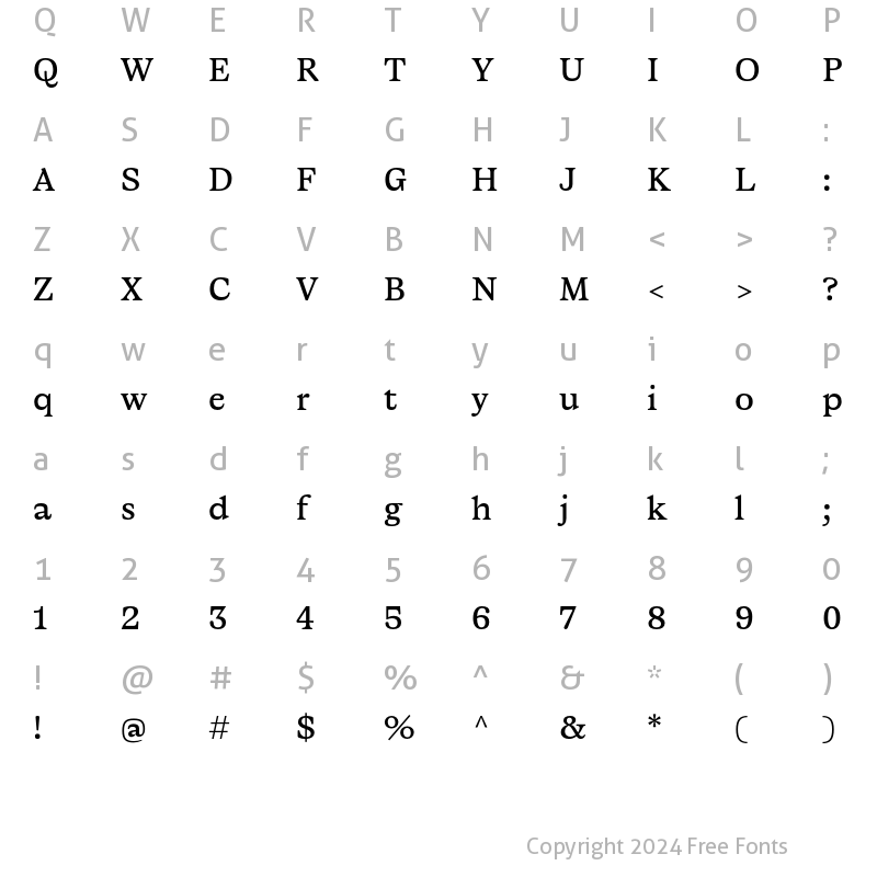 Character Map of Capraia Regular