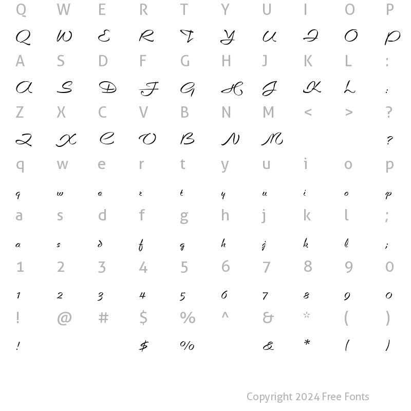 Character Map of Caprice BQ Regular