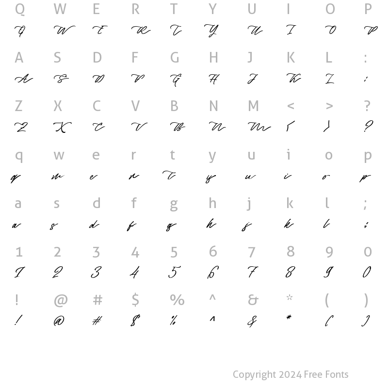 Character Map of Captivate Regular