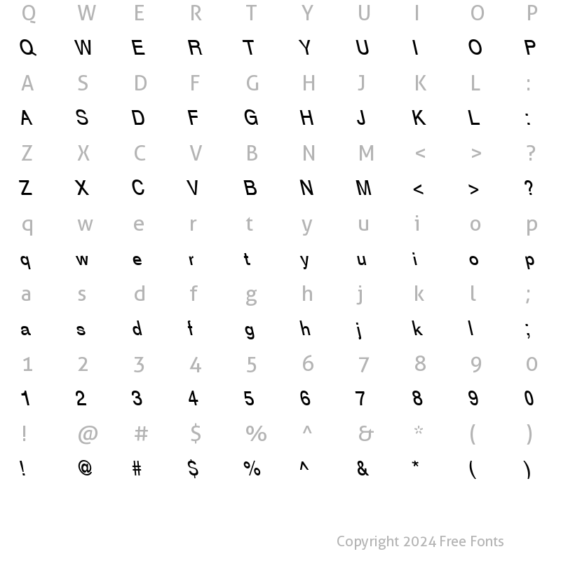 Character Map of Caracal Backslant Normal