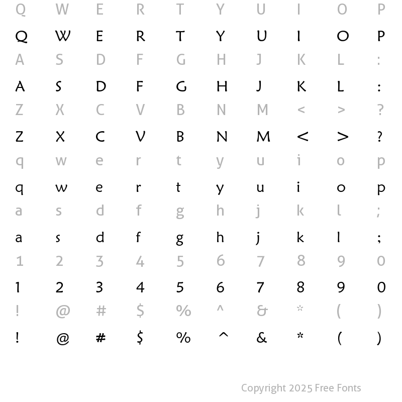 Character Map of Caramel Regular