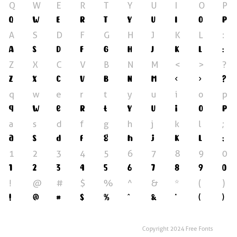 Character Map of Caramel Sweets Regular