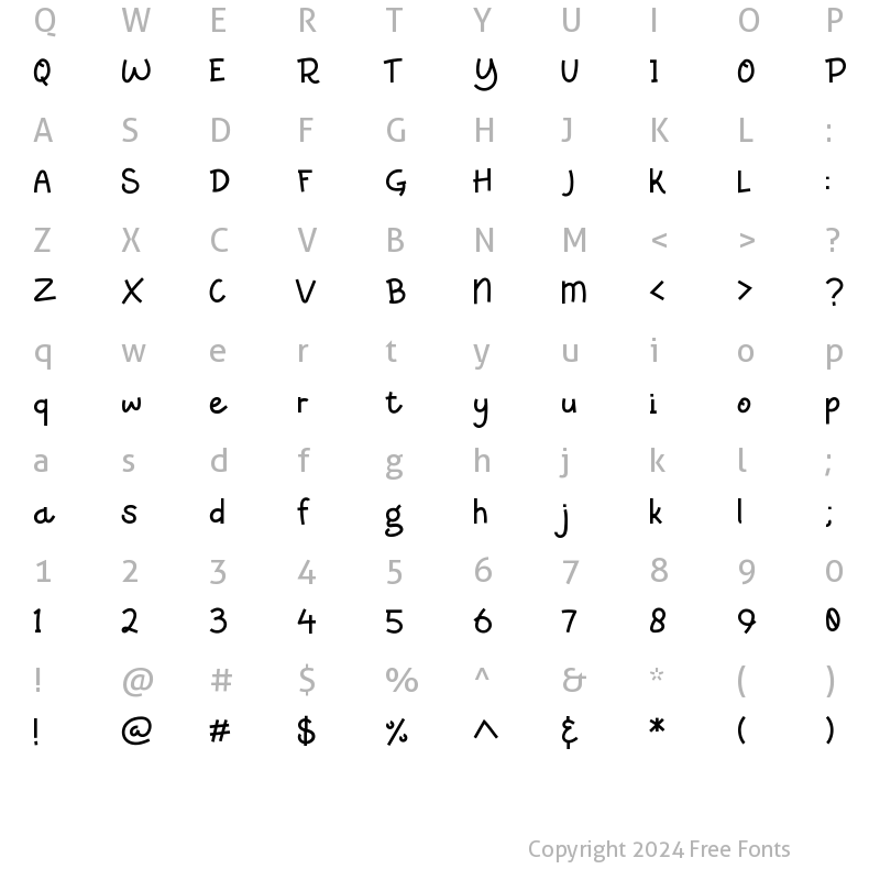 Character Map of Caramelia Regular