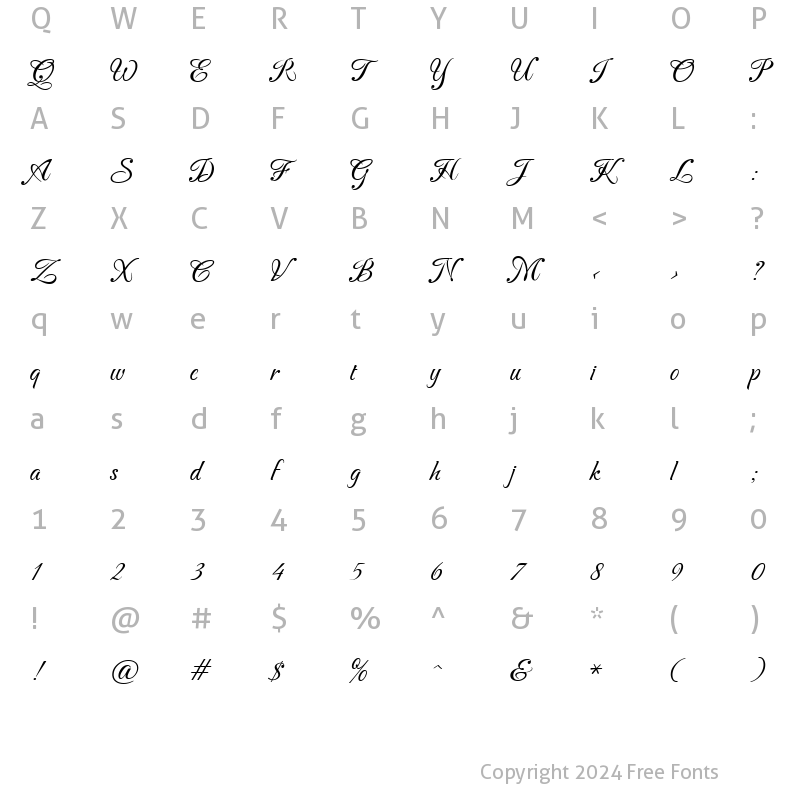 Character Map of Carattere Italic