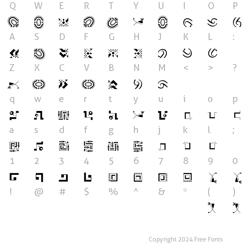 Character Map of Caravan LH Two Regular