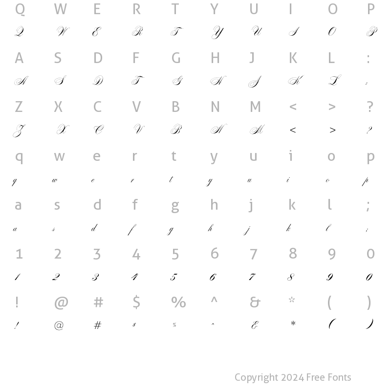 Character Map of Caravelle Regular