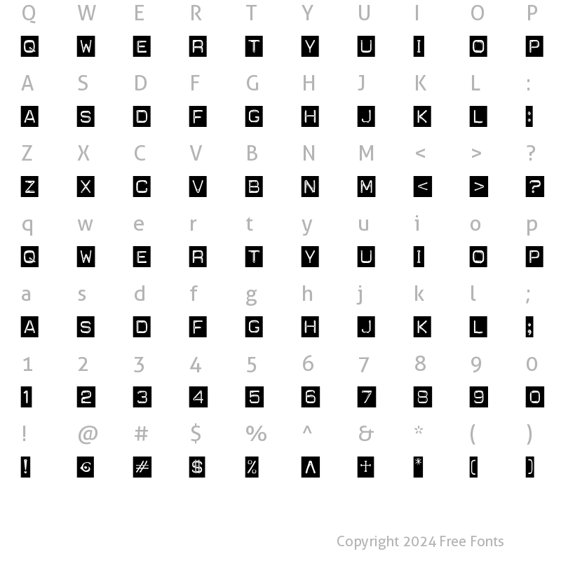 Character Map of Carbon-14 Labeler Black Tape