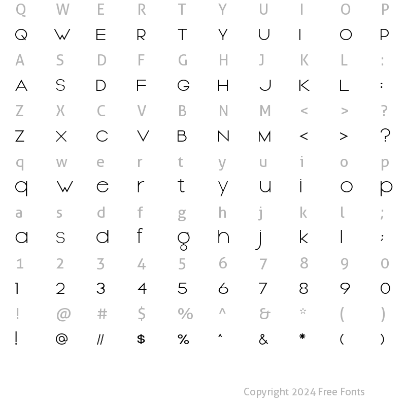 Character Map of Carbon Light