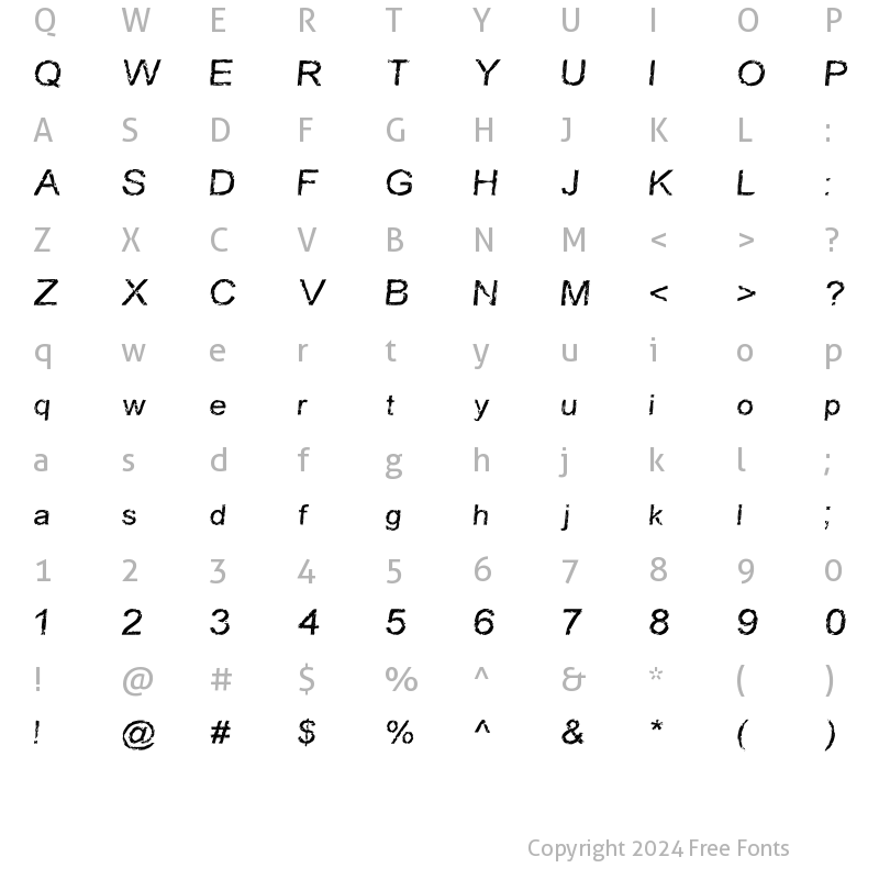 Character Map of Carbonized Timber Regular