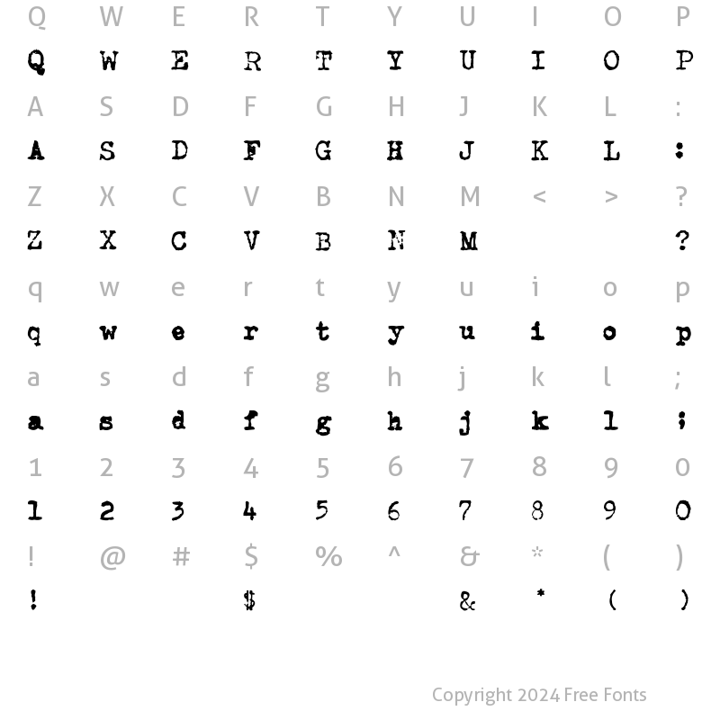 Character Map of CarbonType Regular