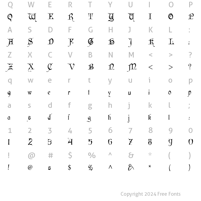 Character Map of Cardinal Alternate Regular