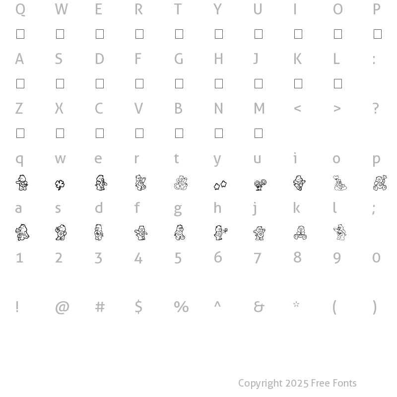 Character Map of CareBearsbyIacy Regular