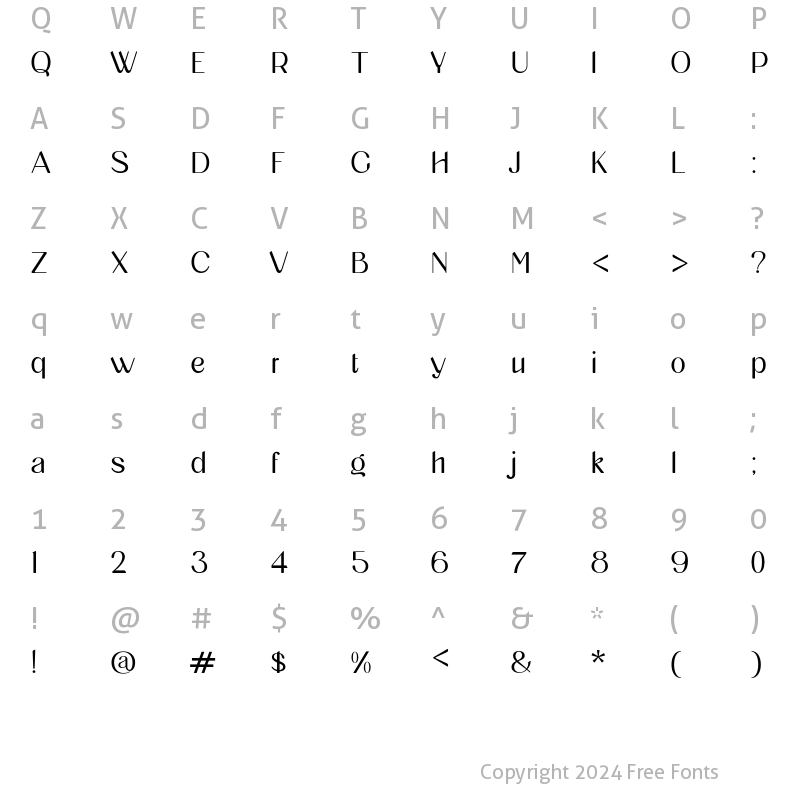 Character Map of Cargiona Light