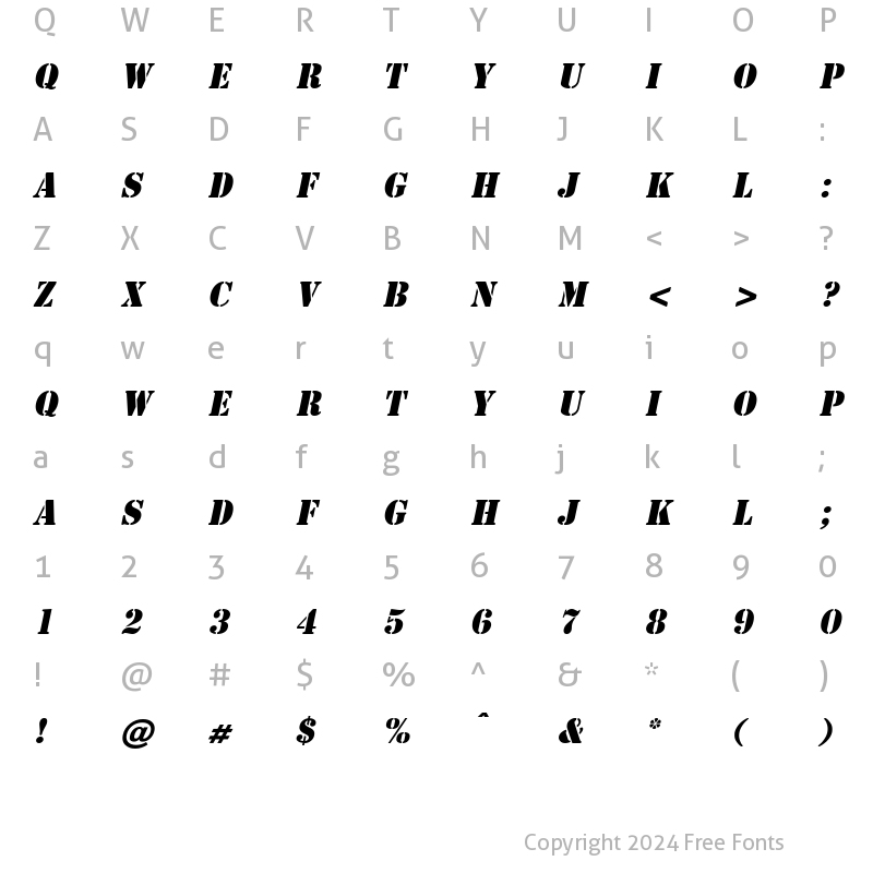 Character Map of Cargo Italic