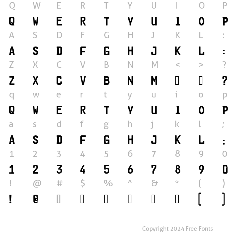 Character Map of Cargo Two SF Regular