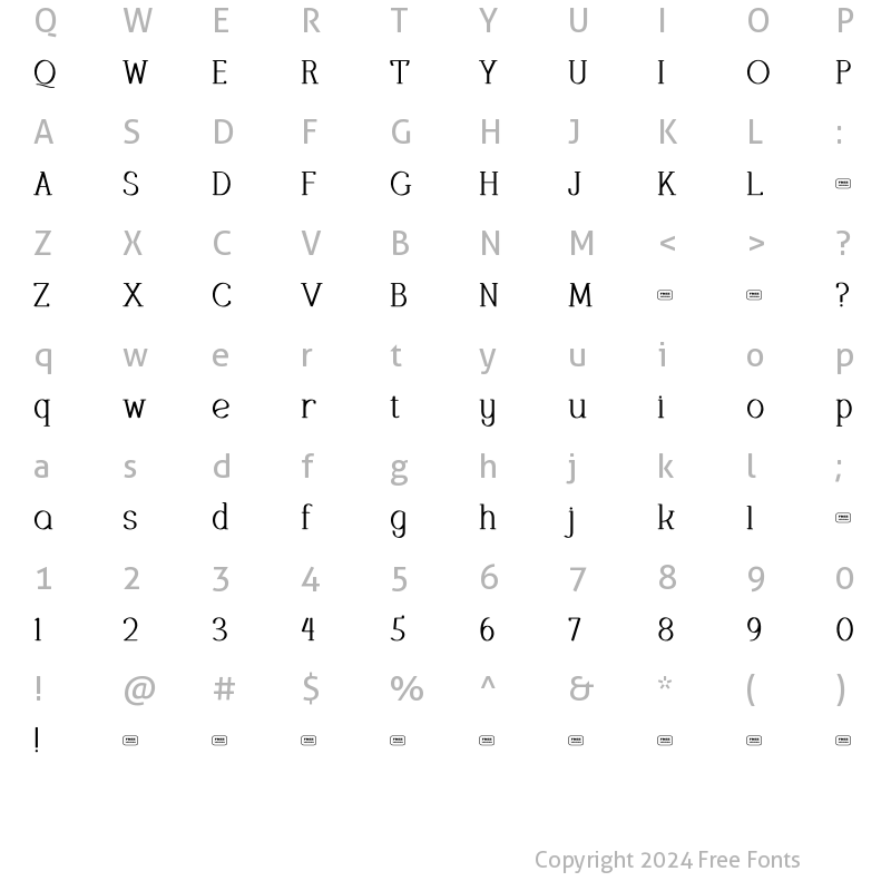 Character Map of Carisyn Free Trial Regular