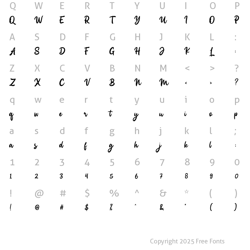 Character Map of Carlhes Browny Script