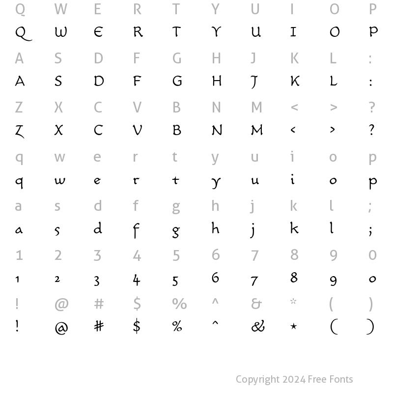 Character Map of CarlinScript LT Std Light