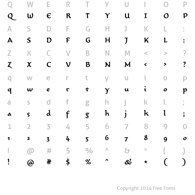 Character Map of CarlinScript LT Std Medium