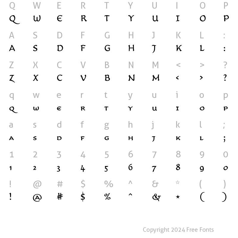 Character Map of CarlinScript LT Std RegularSC