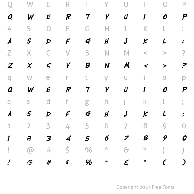 Character Map of Carlisle Italic