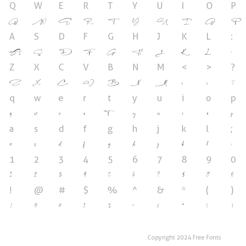 Character Map of Carlista Buttery Regular