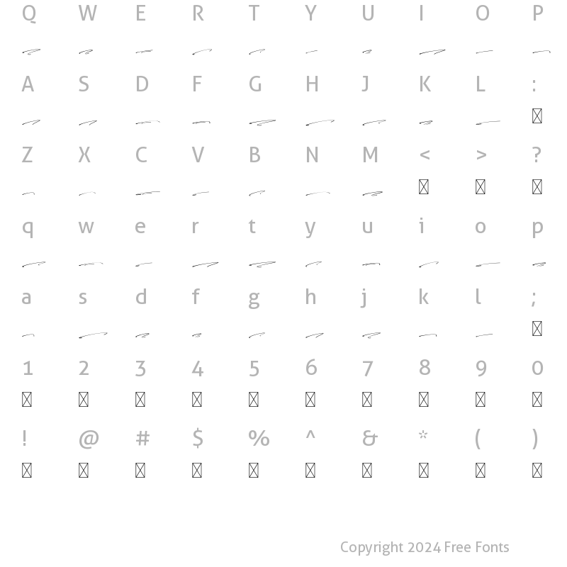 Character Map of Carlista Buttery Swash