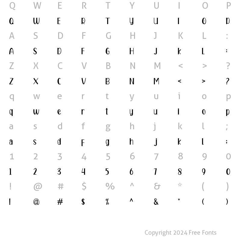 Character Map of Carlotte Regular