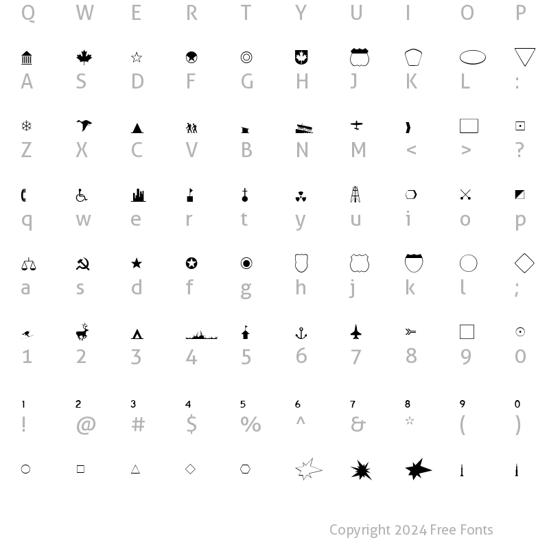 Character Map of CarltonDB Normal